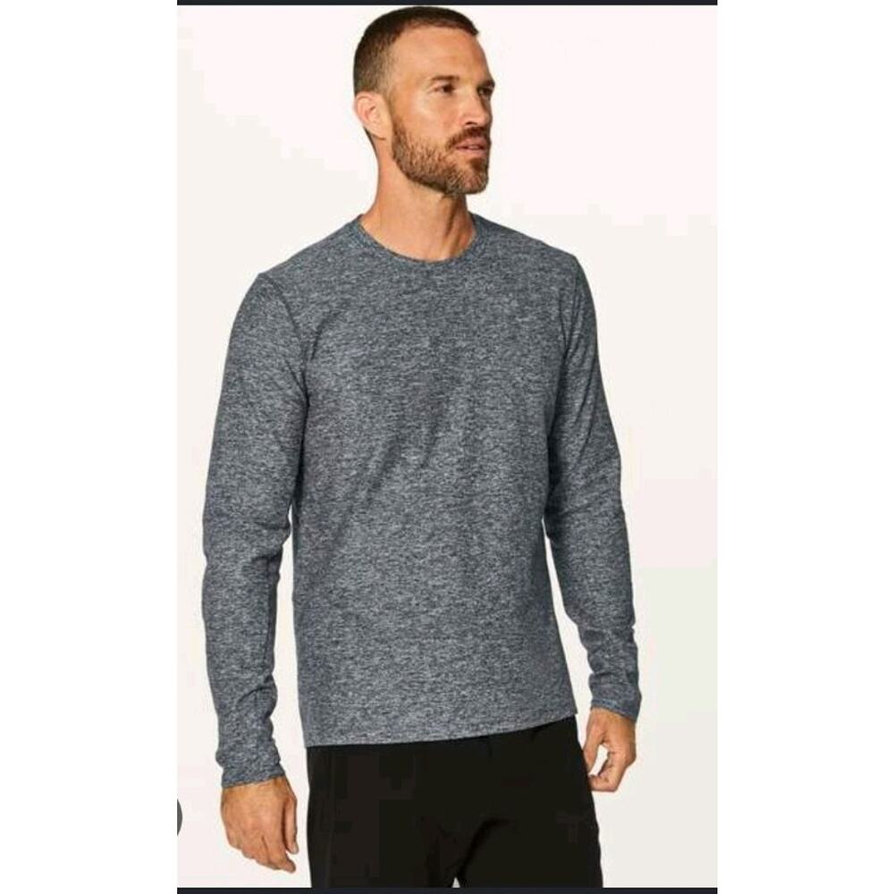 Lululemon Surge Warm Long Sleeve Shirt Heathered Grey Buttery Soft Stretch Sz L - Picture 9 of 9
